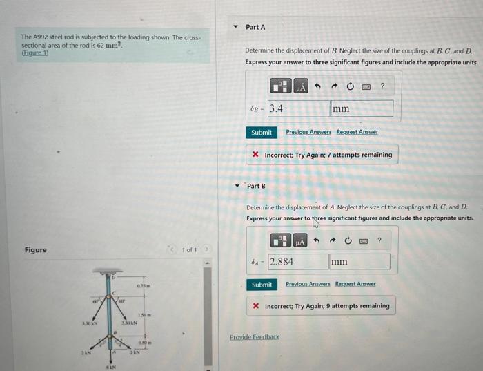Solved The A992 steel rod is subjected to the loading shown.