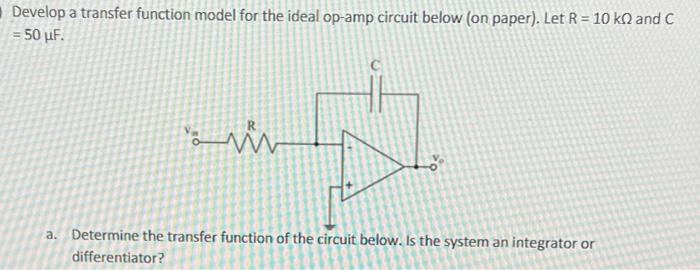 Solved Develop a transfer function model for the ideal | Chegg.com
