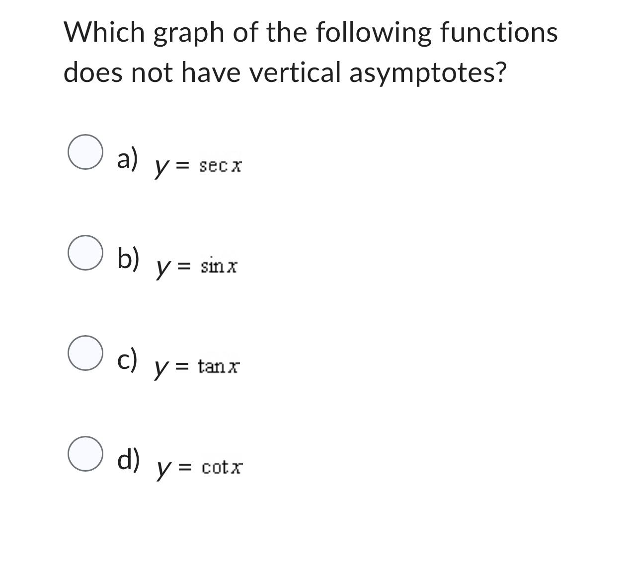 Solved Which graph of the following functions does not have | Chegg.com