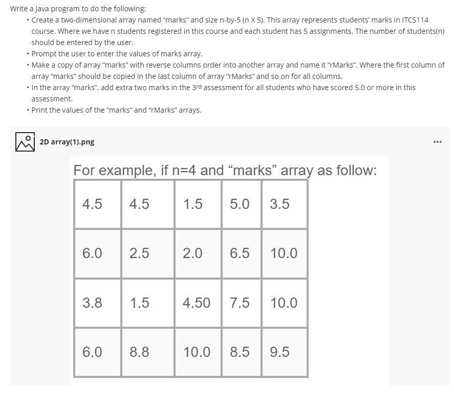 Solved Write a Java program to do the following: • Create a | Chegg.com