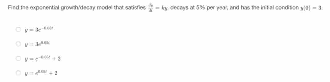 Solved Find the exponential growth/decay model that | Chegg.com