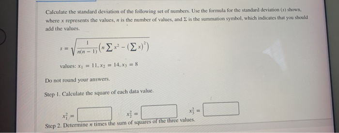 Solved Calculate the standard deviation of the following set | Chegg.com