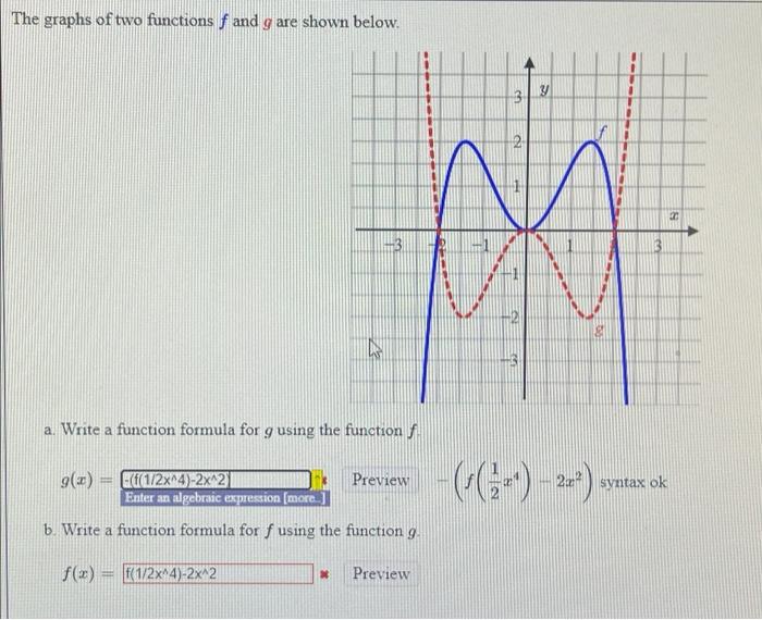 Solved The graphs of two functions f and g are shown below. | Chegg.com