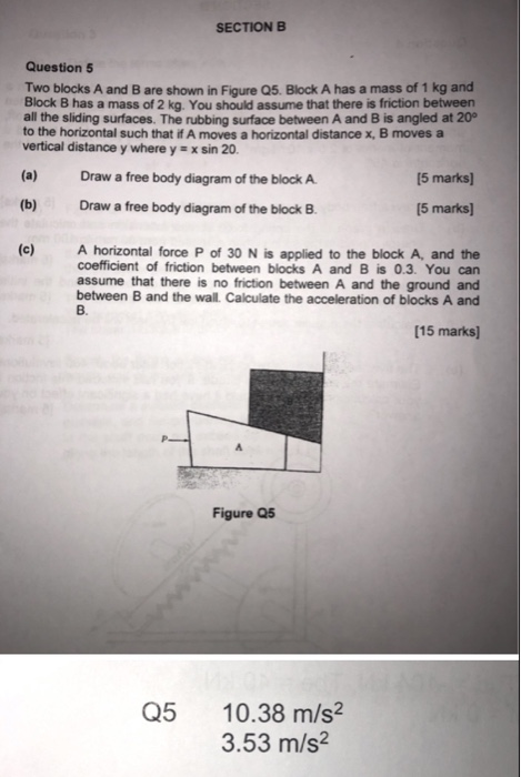 Solved SECTION B Question 5 Two blocks A and B are shown in | Chegg.com