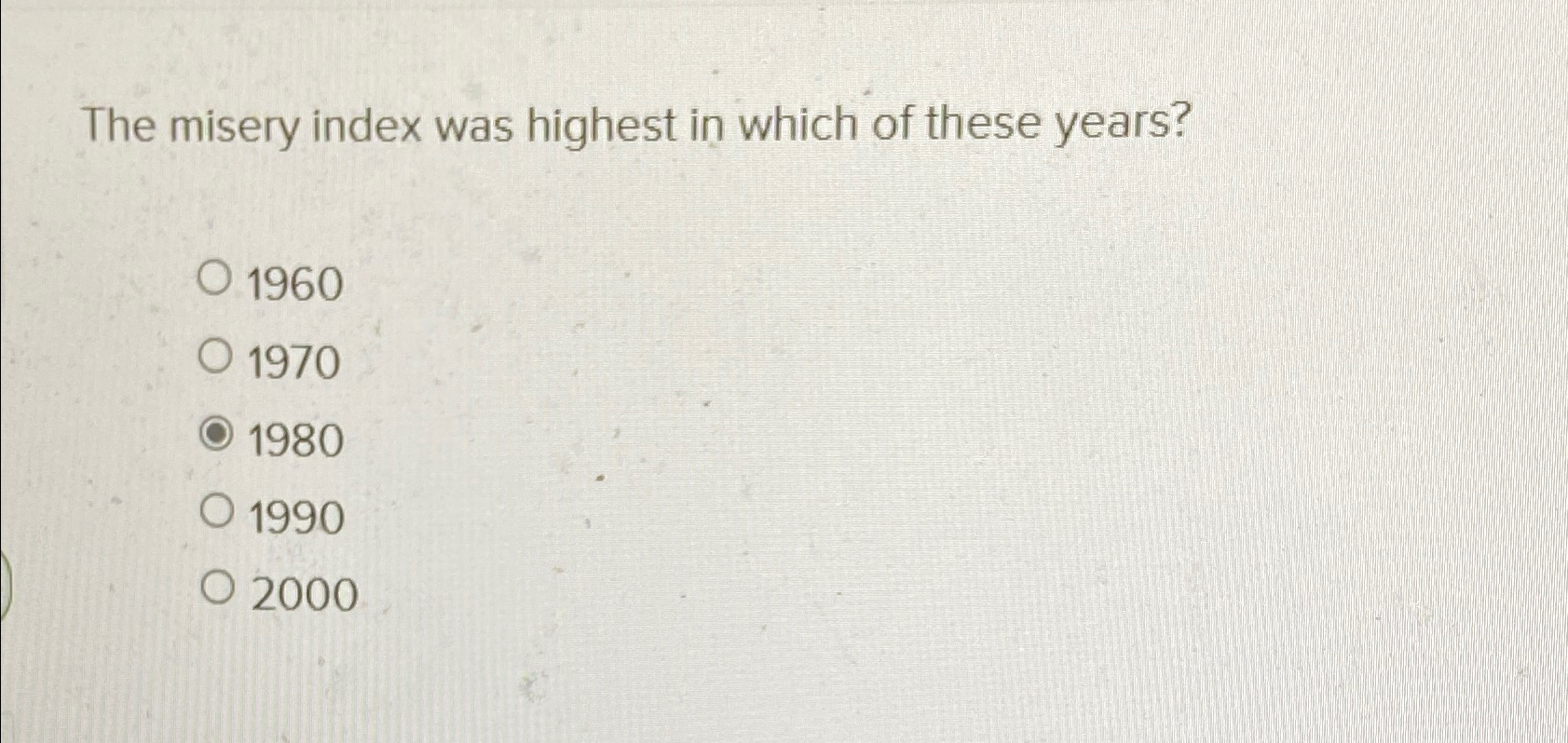 Solved The misery index was highest in which of these | Chegg.com