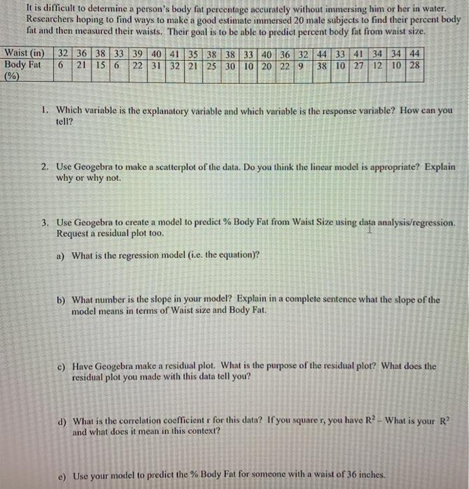 Solved It Is Difficult To Determine A Person S Body Fat Chegg Com