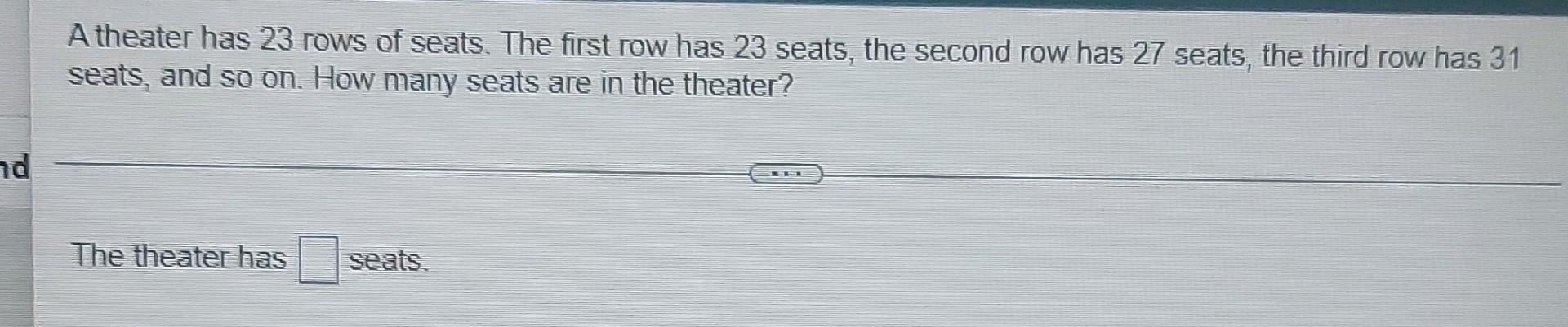 Solved A theater has 23 rows of seats. The first row has 23 | Chegg.com