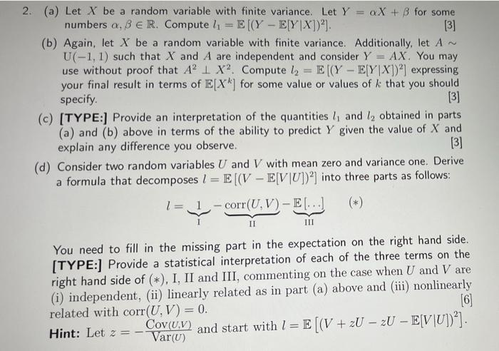 Solved (31 N 2. (a) Let X be a random variable with finite | Chegg.com