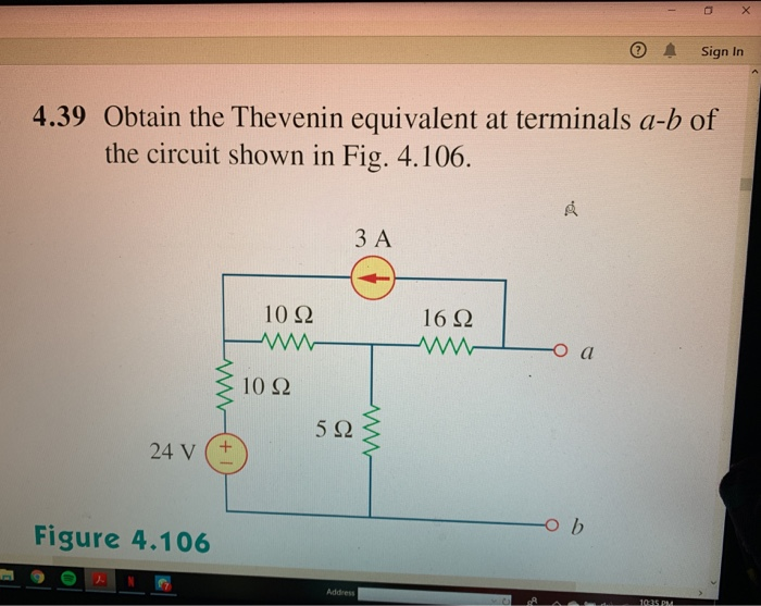 Solved © Sign In 4.39 Obtain The Thevenin Equivalent At | Chegg.com