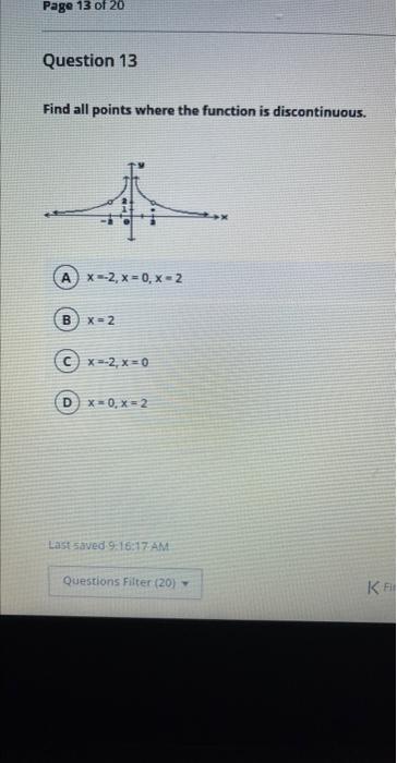 Solved Find all points where the function is discontinuous. | Chegg.com