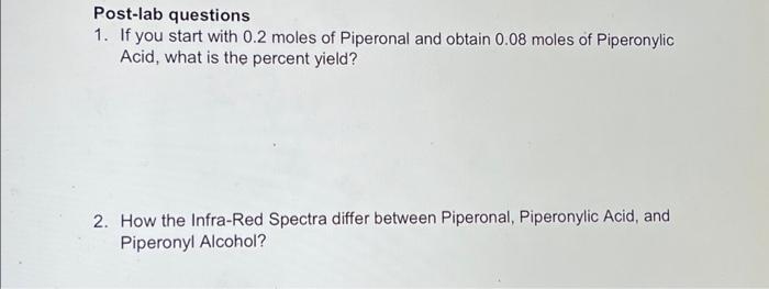 Solved Post-lab questions 1. If you start with 0.2 moles of | Chegg.com