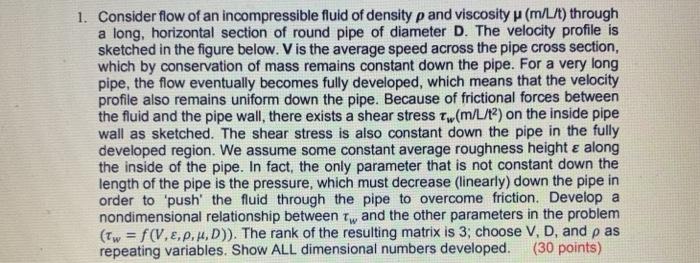 Solved 1. Consider flow of an incompressible fluid of | Chegg.com