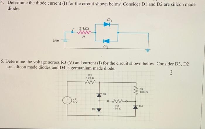 Solved 4. Determine the diode current (I) for the circuit | Chegg.com