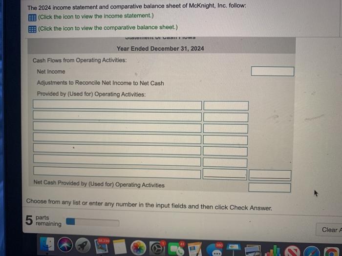 Solved Requirement 1. Prepare the 2024 statement of cash