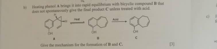 Solved b) Heating phenol A brings it into rapid equilibrium | Chegg.com