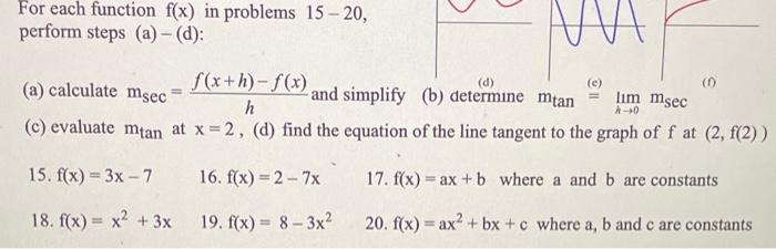 Solved u For each function f(x) in problems 15 - 20, perform | Chegg.com