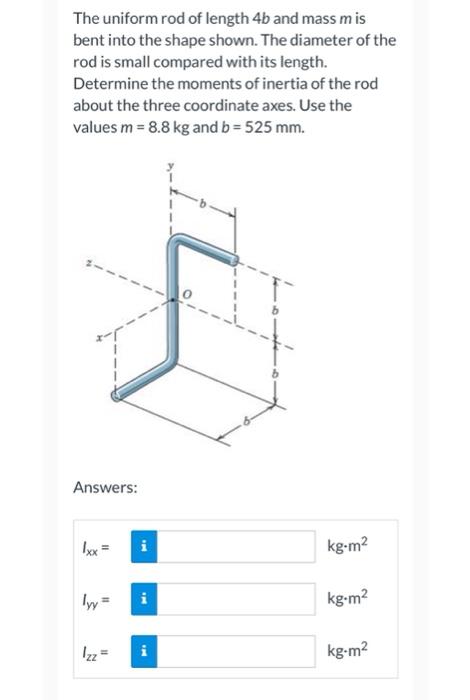 Solved The uniform rod of length 4b and mass mis bent into | Chegg.com