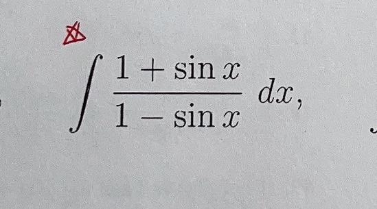 Solved ∫1−sinx1+sinxdx | Chegg.com