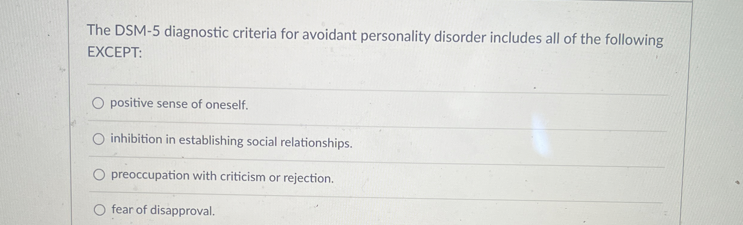 Solved The DSM5 ﻿diagnostic criteria for avoidant