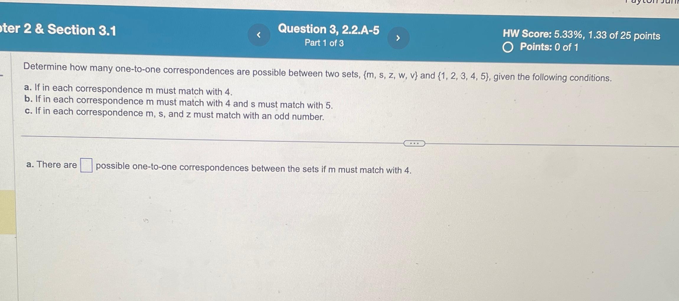 Solved ter 2 ﻿& Section 3.1Question 3, 2.2.A-5HW Score: | Chegg.com