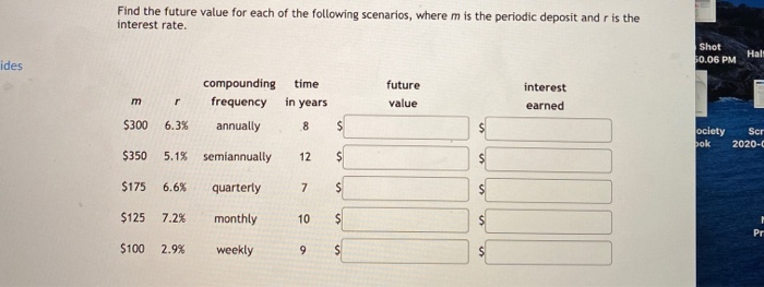 Solved Find The Future Value For Each Of The Following | Chegg.com