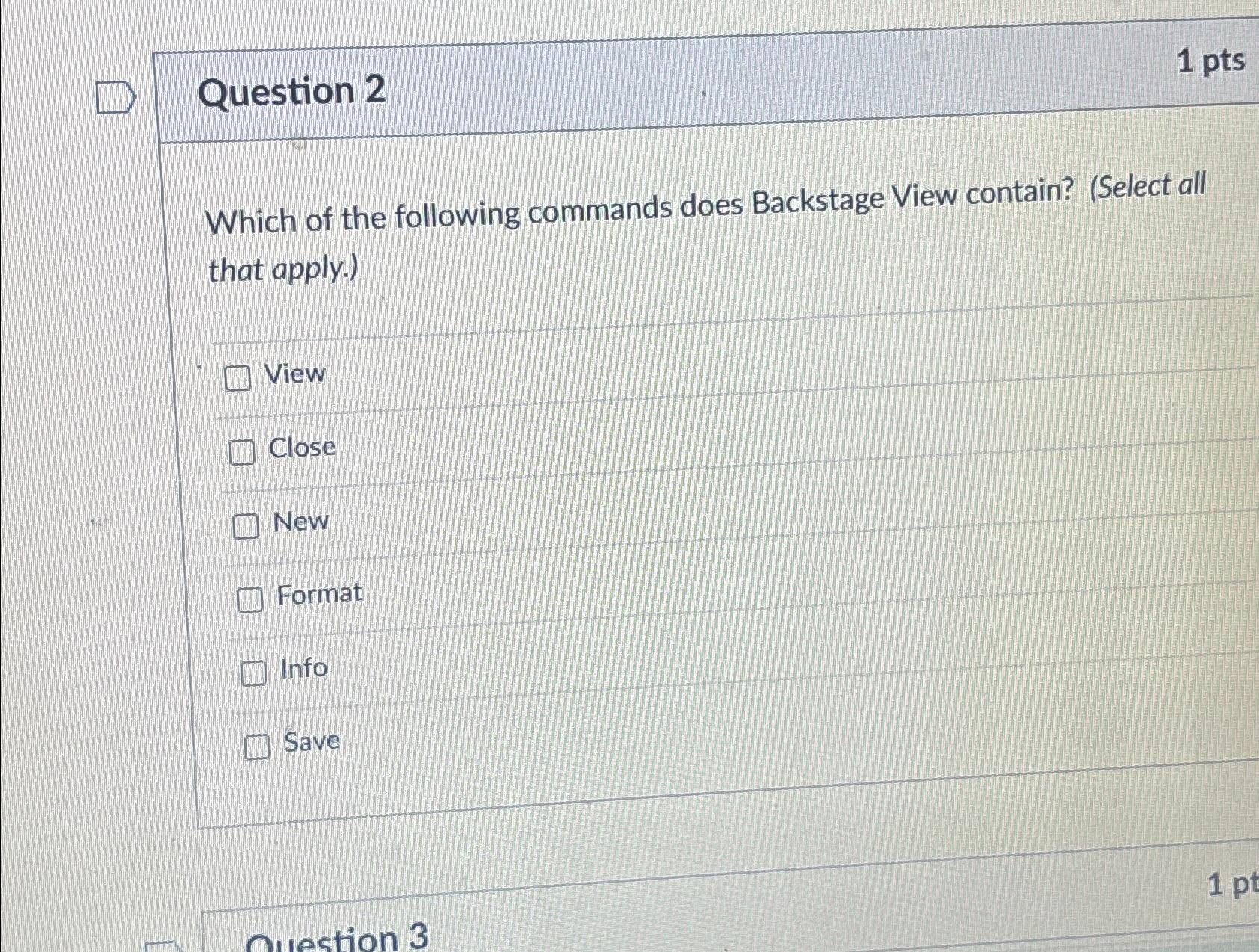 Solved Question 21 ﻿ptsWhich Of The Following Commands Does | Chegg.com