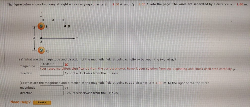 Solved The Figure Below Shows Two Long Straight Wires 0824