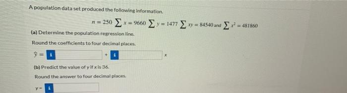 Solved A population data set produced the following | Chegg.com