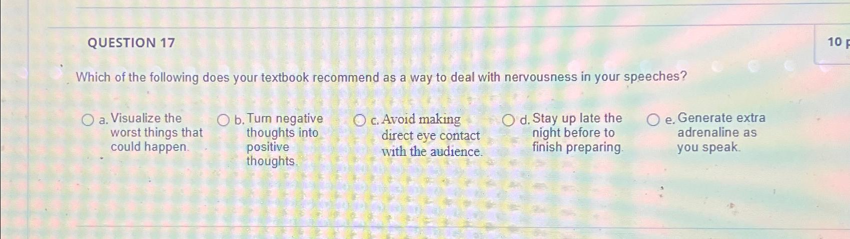 Solved QUESTION 17Which of the following does your textbook | Chegg.com