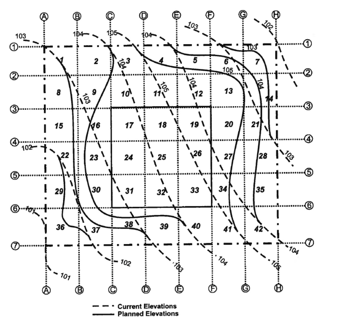 Solved Q: Grid Excavation: Using the following grid, the | Chegg.com