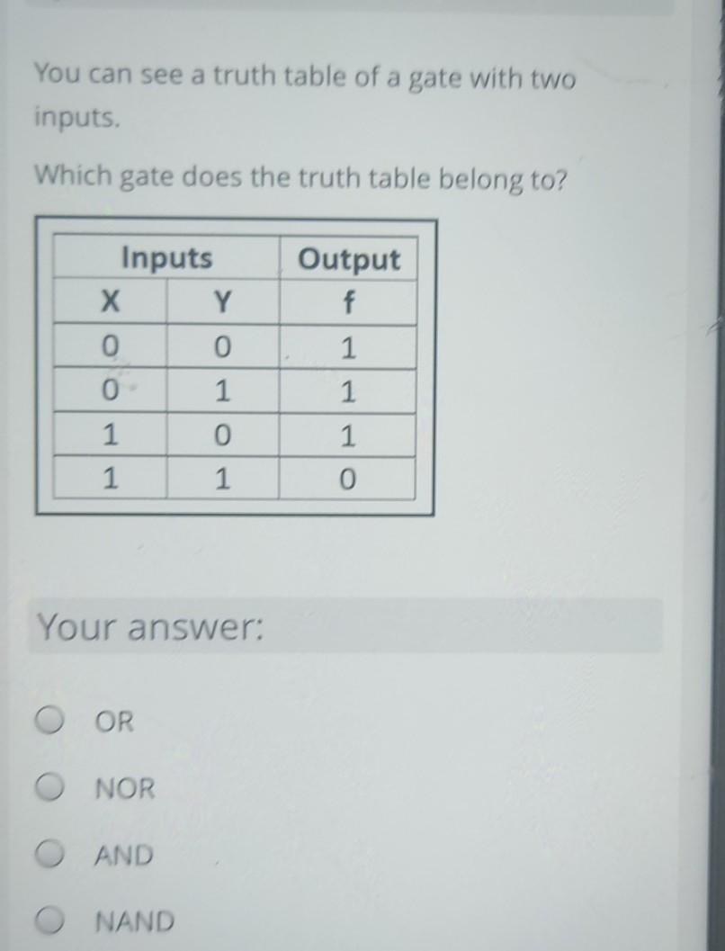 Solved You can see a truth table of a gate with two inputs. | Chegg.com