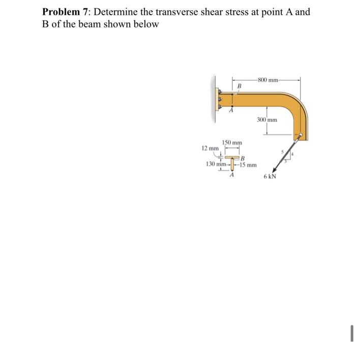 Solved Problem 7: Determine the transverse shear stress at | Chegg.com