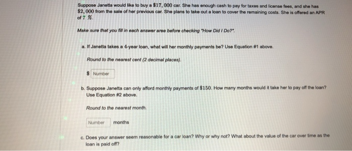 Solved Suppose Janetta would like to buy a $17,000 car. She | Chegg.com