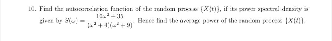 Solved 10. Find the autocorrelation function of the random | Chegg.com