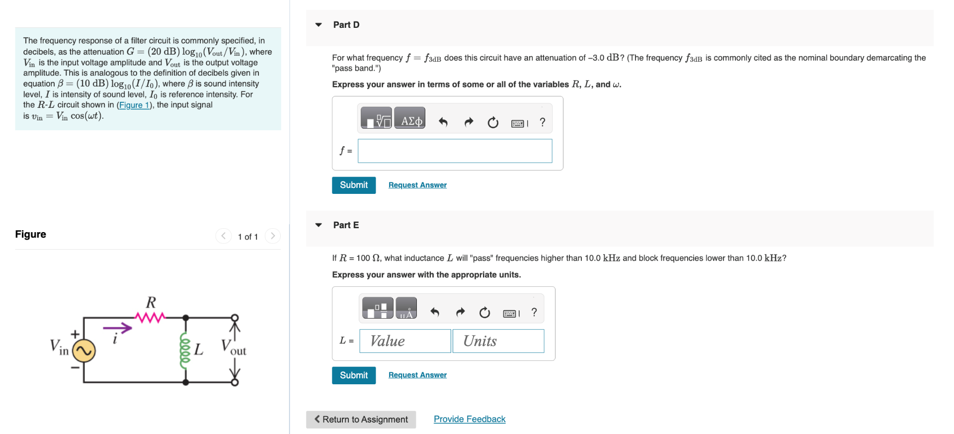 Solved The frequency response of a filter circuit is | Chegg.com