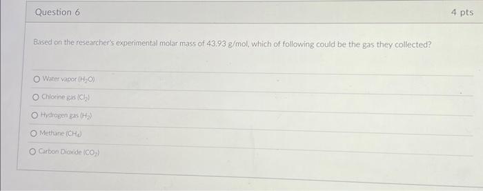 Solved Based on the researcher's experimental molar mass of | Chegg.com
