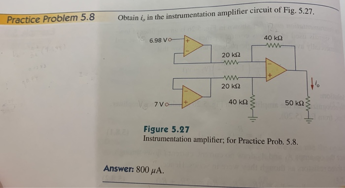 Solved Practice Problem 5.8 Obtain i, in the instrumentation | Chegg.com