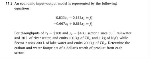 Solved 11.3 ﻿An economic input-output model is represented | Chegg.com