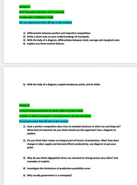 Solved Section Short Questions Answer in 6 to 10 lines mark | Chegg.com