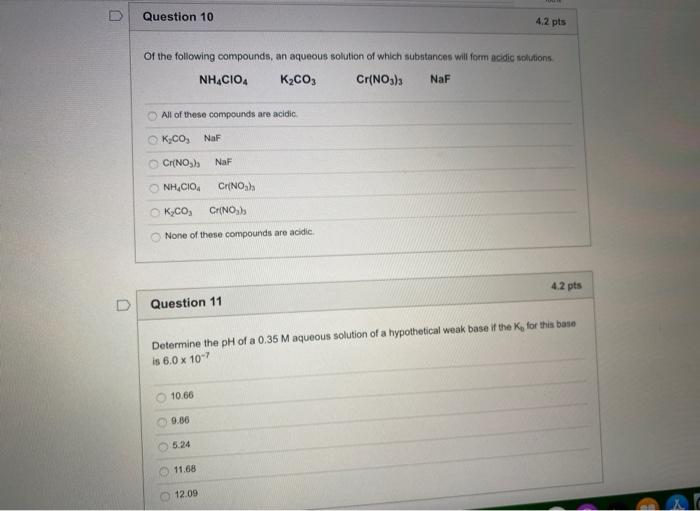 Solved U Question 10 4.2 pts of the following compounds, an | Chegg.com