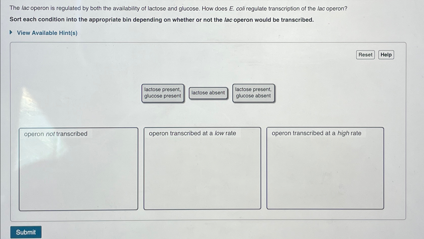 Solved The lac operon is regulated by both the availability | Chegg.com