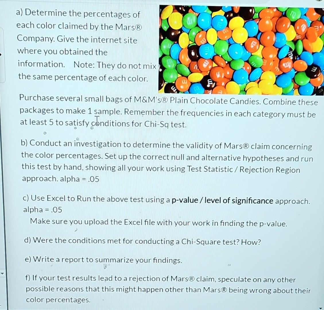 Solved a Determine the percentages of each color claimed by