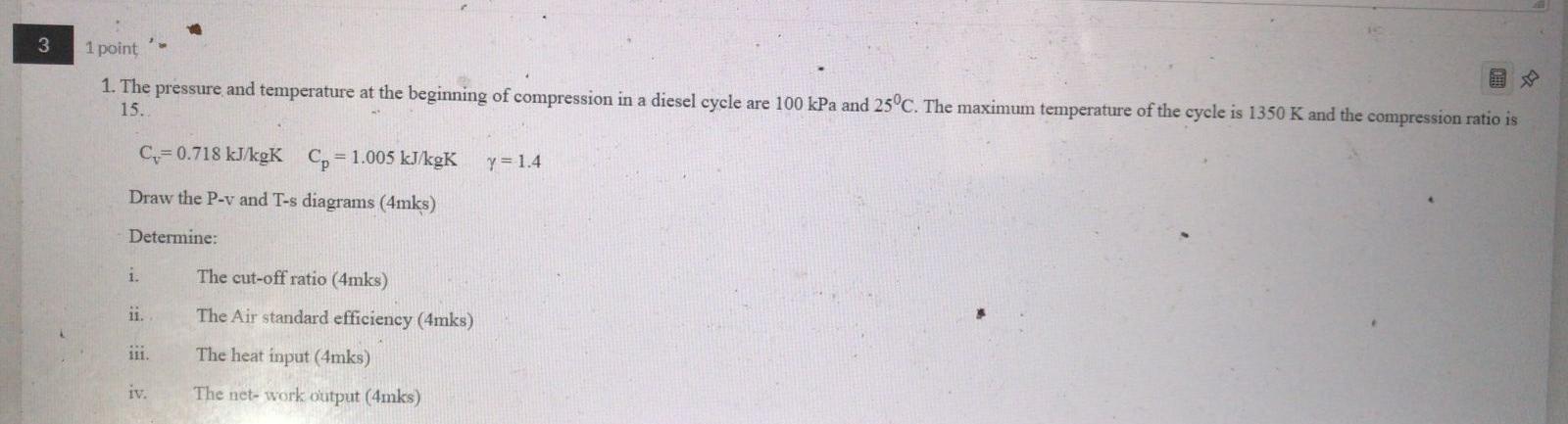 Solved 3 1 point 1. The pressure and temperature at the | Chegg.com