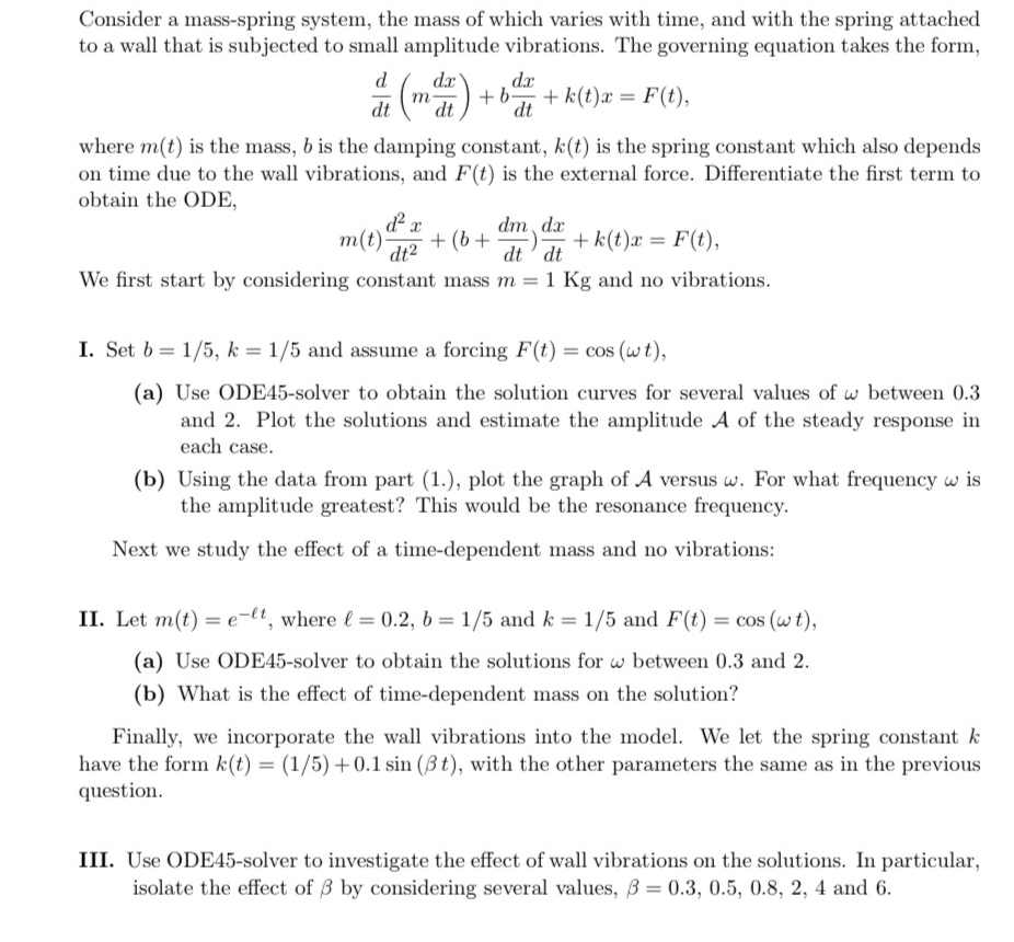 Solved Consider a mass-spring system, the mass of which | Chegg.com