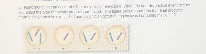[Solved]: 3. Nondisjunction can occur at either meiosis I o Biology Diagrams