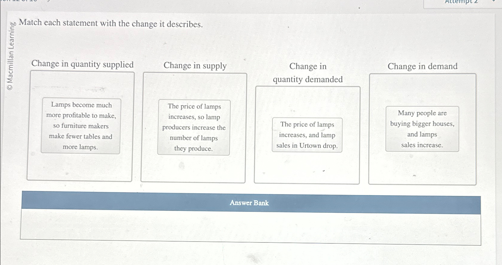 Solved ao Match each statement with the change it