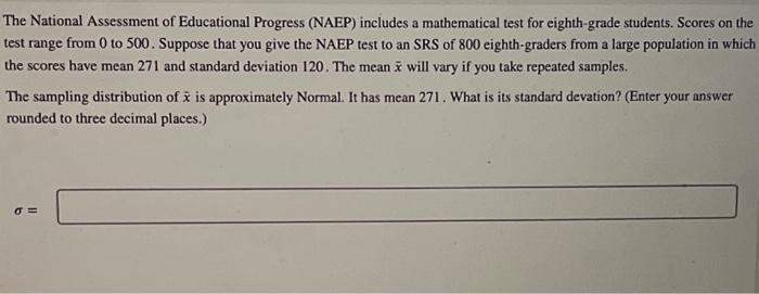 Solved The National Assessment of Educational Progress | Chegg.com