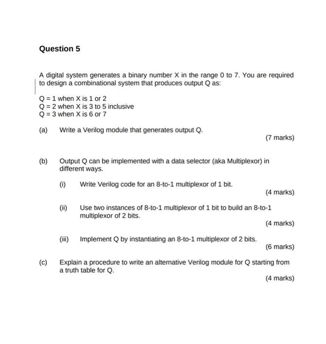 Solved Question 5 A digital system generates a binary number | Chegg.com