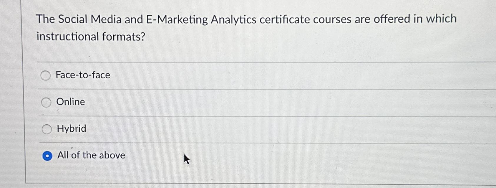 Solved The Social Media and E-Marketing Analytics | Chegg.com