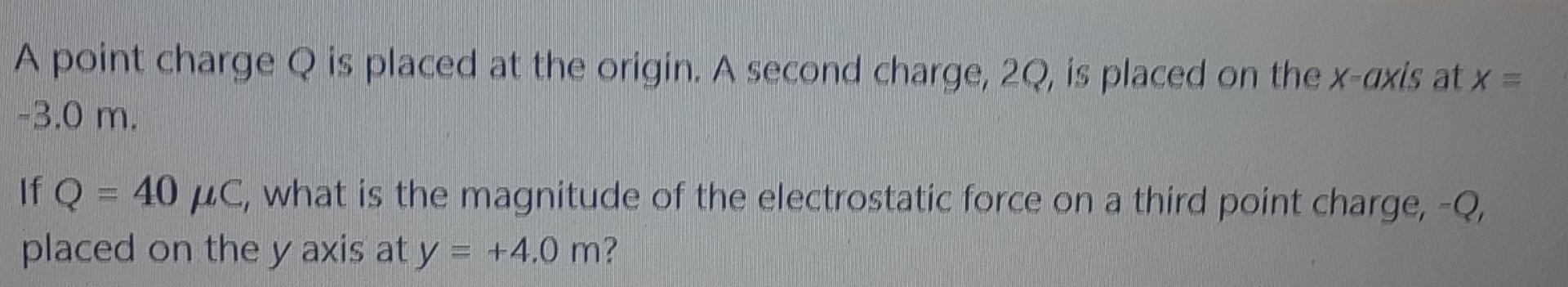 Solved A point charge Q is placed at the origin. A second | Chegg.com